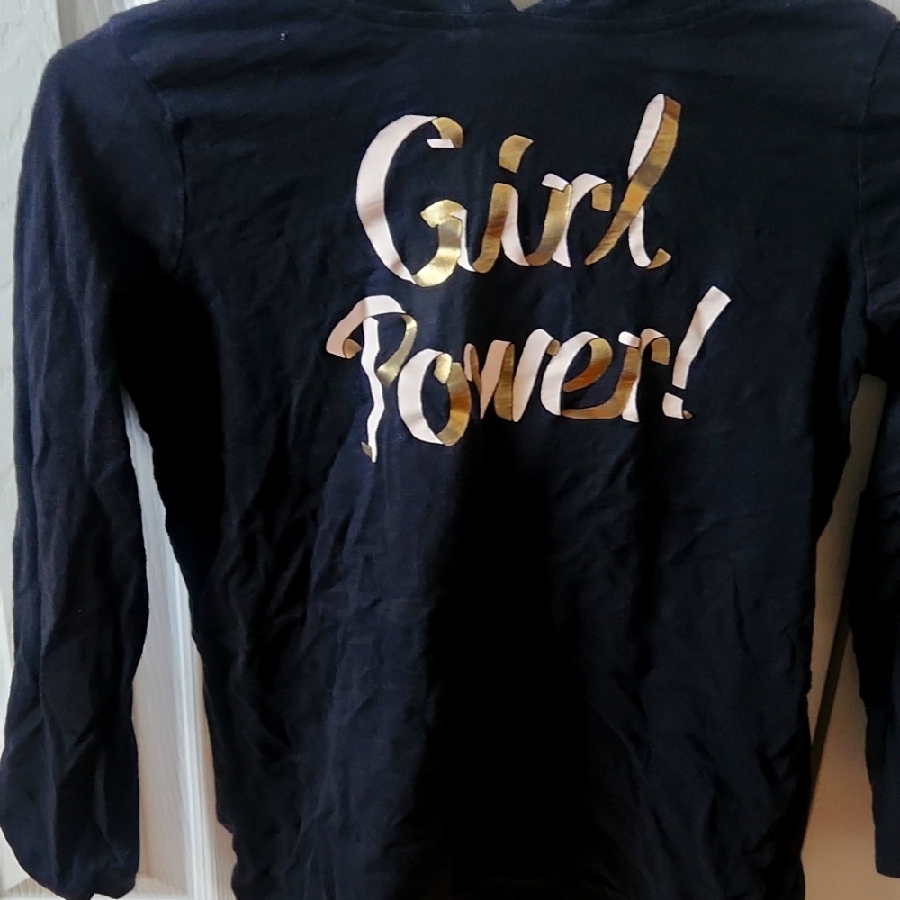 Black hooded girl power long sleeve